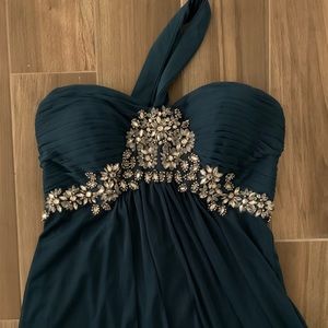Teal One Shoulder Prom Dress Size 14